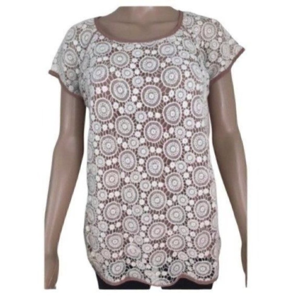 Hem & Thread Crochet Lined Blouse Top Size Medium